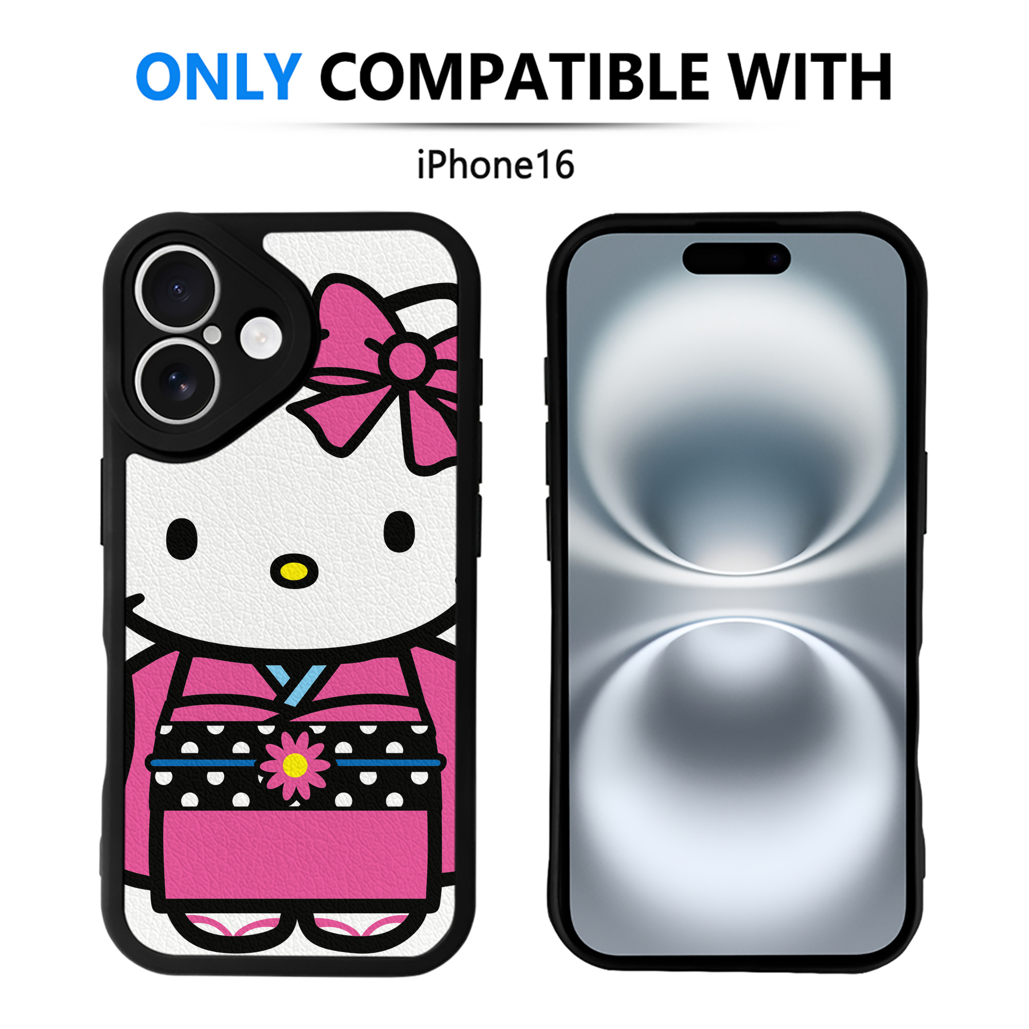 （画像用） Hello Kitty ハローキティ 【iPhone 16シリーズ対応】シリコンスマホケース（レザー調） 材質：シリコン